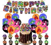 80Pièces Décoration Anniversaire Gorille, Ballons Latex & Stickers Animaux, Bannière Joyeux Anniversaire, Toppers Gâteau Jungle, Accessoires Fête Thème Animal pour Enfants
