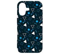 80s Blue Arctic Midnight Triangle Circle Square Pattern Coque pour iPhone 17