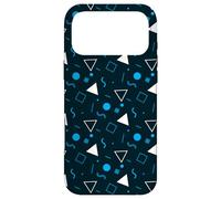 80s Blue Arctic Midnight Triangle Circle Square Pattern Coque pour iPhone 17 Pro Max