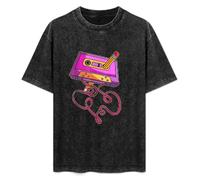 80s Cassette Tape Pencil 1980s Retro Vintage Throwback Music Unisex T-Shirt Top Black Mens Tee S
