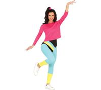 80S Combinaison Aérobic Vêtements Actifs Costume Tenue Danse Fitness Formation Carnaval Vêtements complets Mouvement Fun, Taille : 44 - 46 (XL) Couleur : Rose