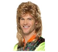 80s Mulet Perruque Marron & Blond Hommes Scouser 1980s Costume Déguisement