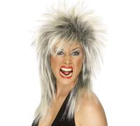 80s Rock Diva Perruque Blonde Tina Turner Mulet Femmes Accessoire Déguisement