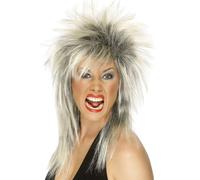 80s Rock Diva Perruque Blonde Tina Turner Mulet Femmes Accessoire Déguisement