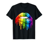 80's Sexy Colorful Graphic Lips, Women Printed Design Lips T-Shirt