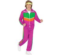 80s Sport Carnaval Rétro Costume Violet Vert Orange Amusant Néon Survêtement Fitness Look cool, Taille : 54 - 56 (XL) Couleur : Rose