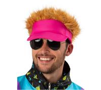 80s Visière Pub Golf Fluo avec Cheveux Adultes 1980s Déguisement Hommes La