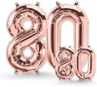 80Th Birthday Balloon - Pack Of 2 - Number 80 Balloons In Rose Gold - 80Th Birthday Decoration For Women Or Men - Helium Inflatable - For A Dazzling Celebration