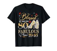 80th Birthday Queen Blessed by God 80 Fabulous Since 1946 T-Shirt