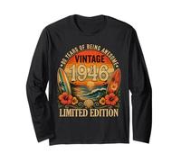 80th Birthday Tropical Vintage 1946 80 Years Old Men Women Manche Longue