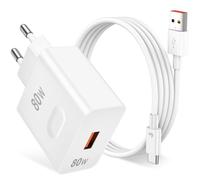 80W Chargeur Rapide et 6A Câble USB C 1m pour Honor 600 400 200 Magic8 Lite | Chargeur Secteur pour super-charge pour Honor 600 90 70 Smart Magic 7 6 5 Lite V6 V5 X5c X6b X6c X6e X7e X8d Pad 10 9 X9a X8a