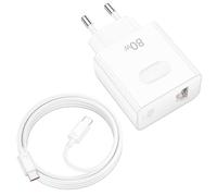 80W Chargeur USB Charge Rapide Murale 2 Ports pour Honor Magic V6 600 Pro | pour super-charge 66W Adaptateur Secteur avec 2 m Câble USB C pour Magic6 Pro RSR 400 90 70 X9d X9c Pad V9 Magic V3 V5 7 Lite