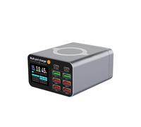 80W Charging Station with Retractable USB-C Cable Fast Charger for Tablet PC Phones Multiple Devices EU Plug