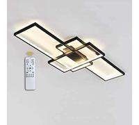 80W LED plafonnier réglable avec télécommande, contrôle de la température de Couleur, Fonction veilleuse, Moderne Aluminium Plafond Lampe Éclairage pour Salon Chambre Cuisine, noir 90*50*9cm