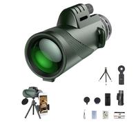 80x100 Monocular Telescope,Monocular Telescope Connected to A Mobile Phone,Adults High Definition Monoculars,Telescopes for Watching Travel Camping Hiking (HD-green12*50)