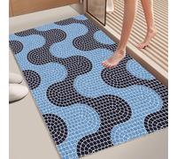80x100cm Tapis de Douche Antidérapant Doux Luffa PVC Tapis de Bain pour Cabine de Douche Salle de Bains, Séchage Rapide, Bleu Marine