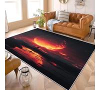 80x150 cm 3D Imprimés Tapis PlanèTe MéTéOrite De Science-Fiction Poil Ras Doux Lavable en Machine Antidérapant Tapis Rouge Orangé Paillasso Moderne Salon Chambre Coucher Salle à Manger D'intérieur