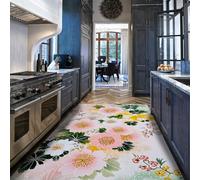 80x150cm Tapis d’Espace lavables pour Le Salon Fleur Rose Blanc Botanique Tapis à Poil Bas pour la Chambre d’entrée Rugs en Fleurs de Cerisier Japonais