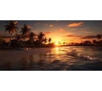 80x160cm Diamond Painting Grand Format, Coucher soleil sur plage Diamant Painting DIY 5D Mosaïque Peinture Numéro Point De Croix Tableau Perle Diamant, Loisirs Créatifs Adultes, Decoration Chambre-c25