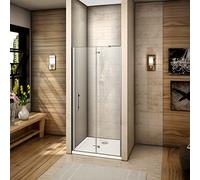 80x185cm porte de douche à charnière paroi de fixation avec la barre de soutien horizontale murale