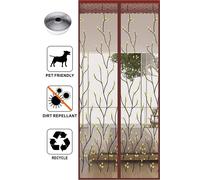 80x210cm Arbres Marron Moustiquaire Porte Lin Broderie Moustiquaire Aimantée Rideau Moustiquaire Flamme Moustiquaire Montage collé Sans Percer