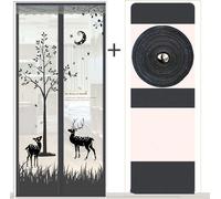 80x210cm Gris, Moustiquaire Porte Moustiquaire magnétique Rideau anti-moustiques Monture Velcro