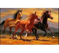 80x40 cm Diamants Peinture à faire soi-même DIY Diamond Painting Chevaux dans le sable