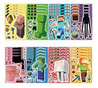 81 624 pièces Set d'autocollants Minecraft Pixel Battle Theme DIY, comprenant des autocollants pour cahier, tasse, bagage, coque de téléphone, autocollants de visage créatifs de villageois, Creeper, S