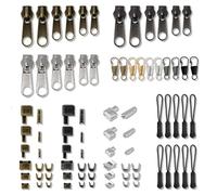81 Pieces Kit Reparation Fermeture Eclair, #3#4#5 Curseur Fermeture Eclair, Tirette Fermeture Eclair Amovible Métal Embout Fermeture Eclair pour Veste Manteau Jeans Sac a Dos
