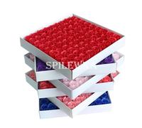 81 pièces trois couches sans Base de fleur têtes de fleurs de roses décor boîte de fleurs Bouquet de mariage essentiel fleur artificielle de la saint-valentin deep purple