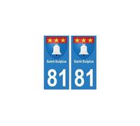 81 Saint-Sulpice blason autocollant plaque stickers ville - Angles : droits