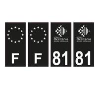 81 Tarn logo noir autocollant plaque immatriculation auto sticker Lot de 4 Stickers - Angles : droits