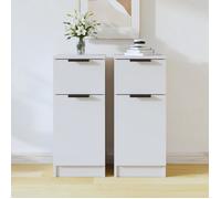 2x Buffets Armoires de Rangement Meubles de Rangement Armoires Latérales Tables de Chevet Salon Blanc 30x30x70 cm Bois d'Ingénierie