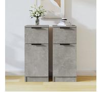vidaXL Buffets 811124 - 2 pcs Gris béton 30x30x70 cm Bois d'ingénierie