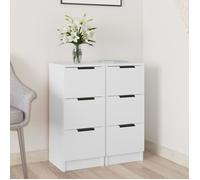 811152 vidaXL Buffets 2 pcs Blanc 30x30x70 cm Bois d'ingénierie