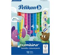 Pelikan - Combino, 12 Crayons de Coloriage Triangulaires, Épais