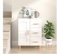 Vidaxl Buffet Blanc Brillant 69,5x34x90 Cm Bois D'ingénierie Multicolore