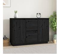 Buffet Noir 111x34x75 cm Bois massif de pin814313