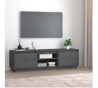 Vidaxl Meuble Tv Gris 140x35x40 Cm Bois De Pin Massif Marron