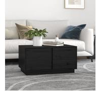 Vidaxl Table Basse Noir 80x50x40 Cm Bois Massif De Pin Marron