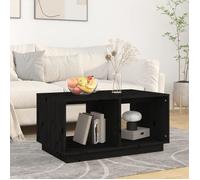 Vidaxl Table Basse Noir 80x50x40 Cm Bois Massif De Pin Marron