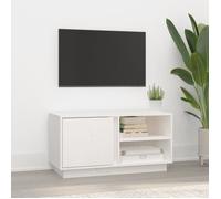 Meuble TV Blanc 80x35x40,5 cm Bois de pin massif Blanc G