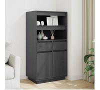 Vidaxl Buffet Haut Gris 60x40x116,5 Cm Bois Massif De Pin Multicolore
