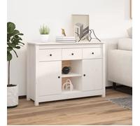 Buffet Noir 100x35x74,5 cm Bois Massif de Pin Armoire Rangement Salon vidaXL