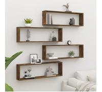 815907 vidaXL Étagères murales cubiques 4 pcs Chêne fumé 100x15x30 cm