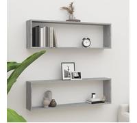 815909 vidaXL Étagères murales cube 2 pcs Sonoma gris 100x15x30 cm Bois