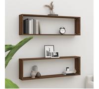 815912 vidaXL Étagères murales cube 2 pcs Chêne marron 100x15x30 cm Bois