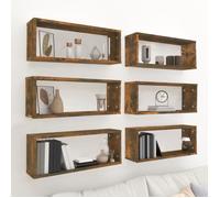 vidaXL Étagères murales cube 815926 - 6 pièces, chêne fumé, 60x15x23 cm, bois