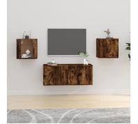 Vidaxl Meubles Tv Muraux 2 Pcs Chêne Fumé 40x34,5x40 Cm Multicolore