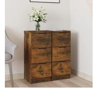817013 vidaXL Buffets 2 pcs Chêne fumé 30x30x70 cm Bois d'ingénierie
